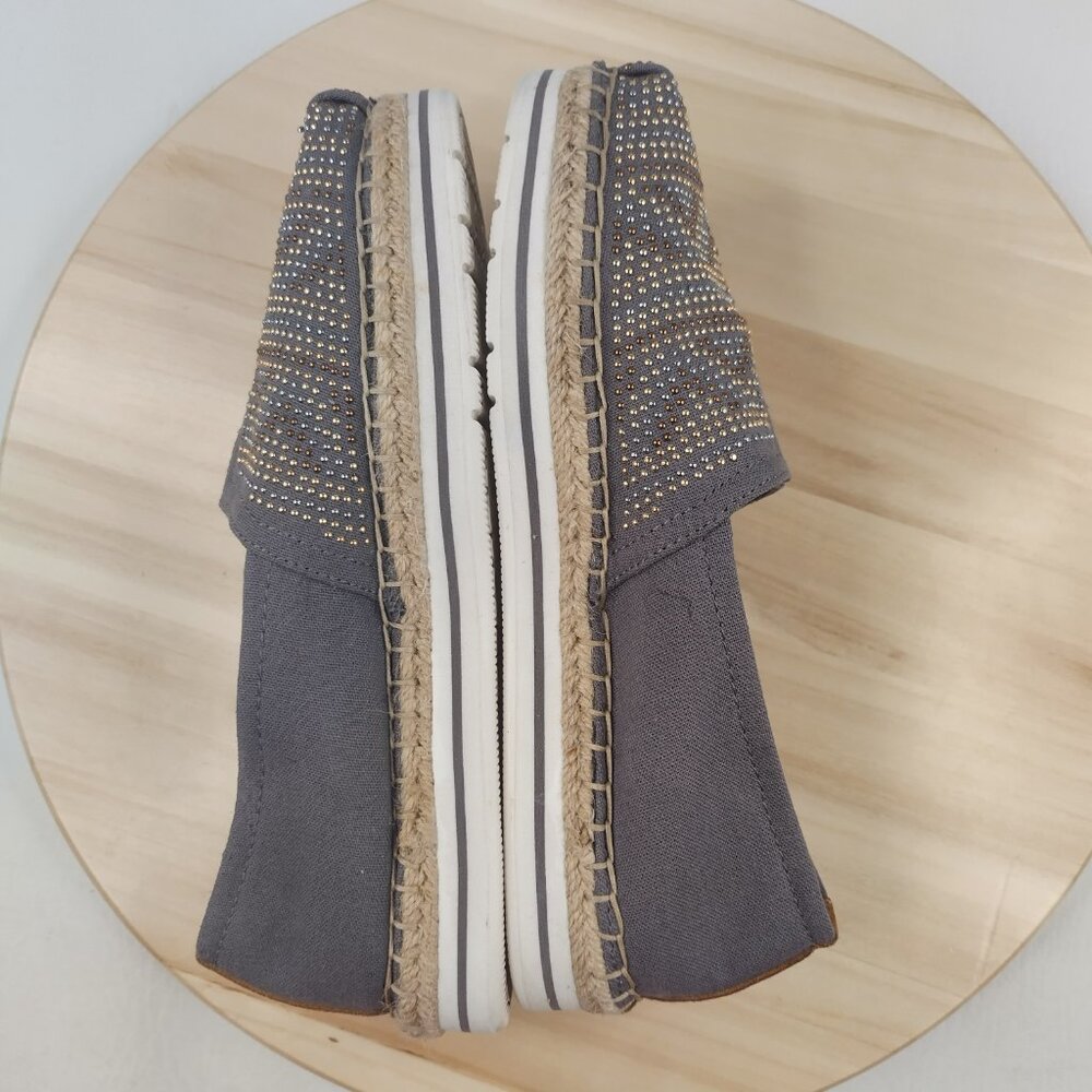 Skechers BOBS Breeze Moonbeam Stars Gray Canvas Espadrille Sneakers Women US 7.5 - Picture 10 of 13